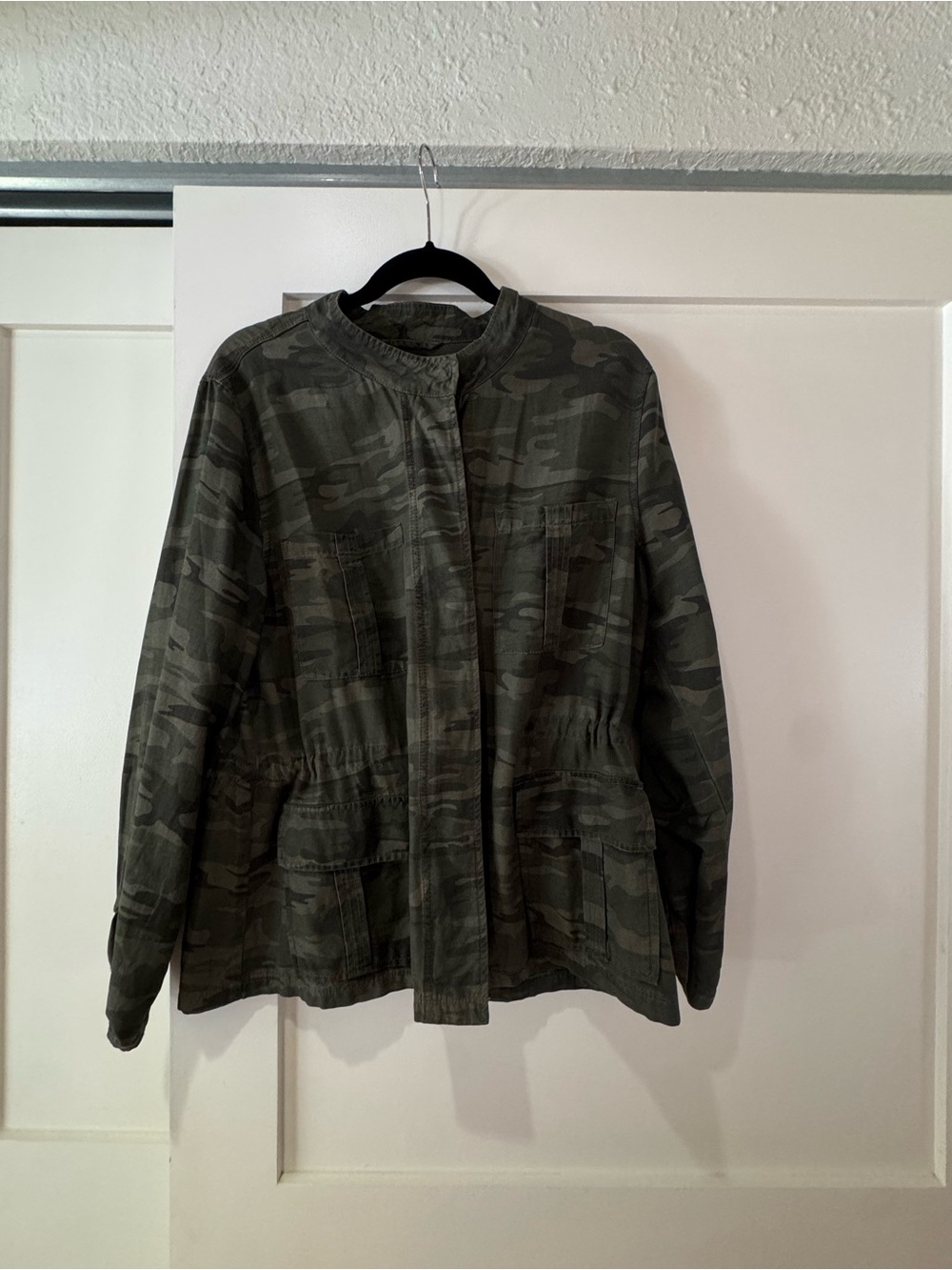Sanctuary Olive Camo Stand-Collar Utility Jacket